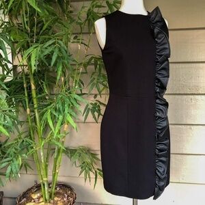 Bagatelle Black Tank Dress w/ Faux Leather Ruffle